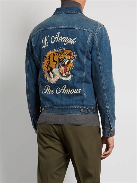 gucci veste jean|gucci denim jacket men's.